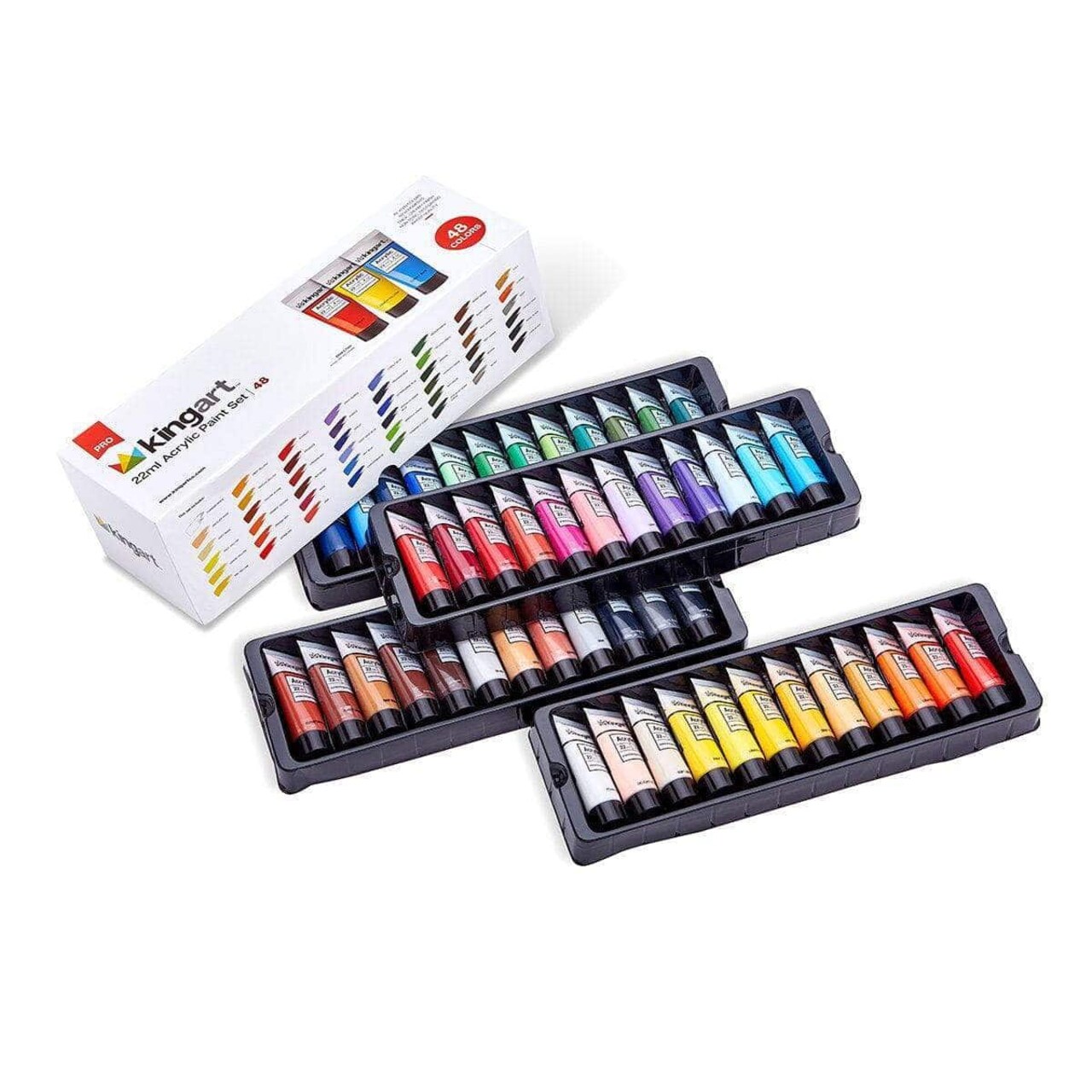 KINGART® PRO Artist Acrylic Paint, 22ml (0.74oz), Set of 48 Colors
